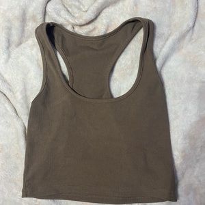 Mocha brown razor back cropped tank